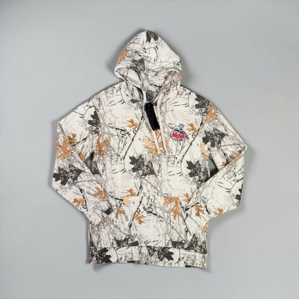 Mack Trucks Camo Hoodie Mens Medium Beige Dog Logo Drawstring